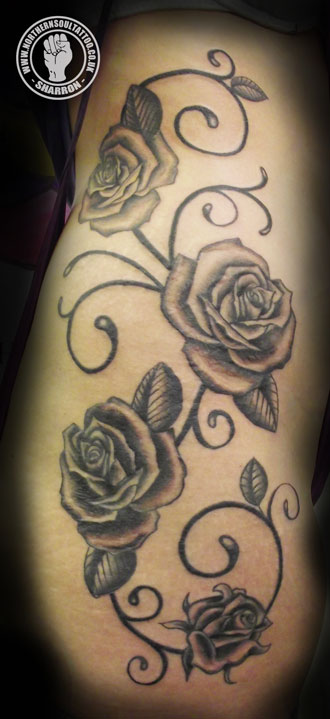 Custom Large Tattoos Rosesonribsandthigh Rosesonribsandthigh